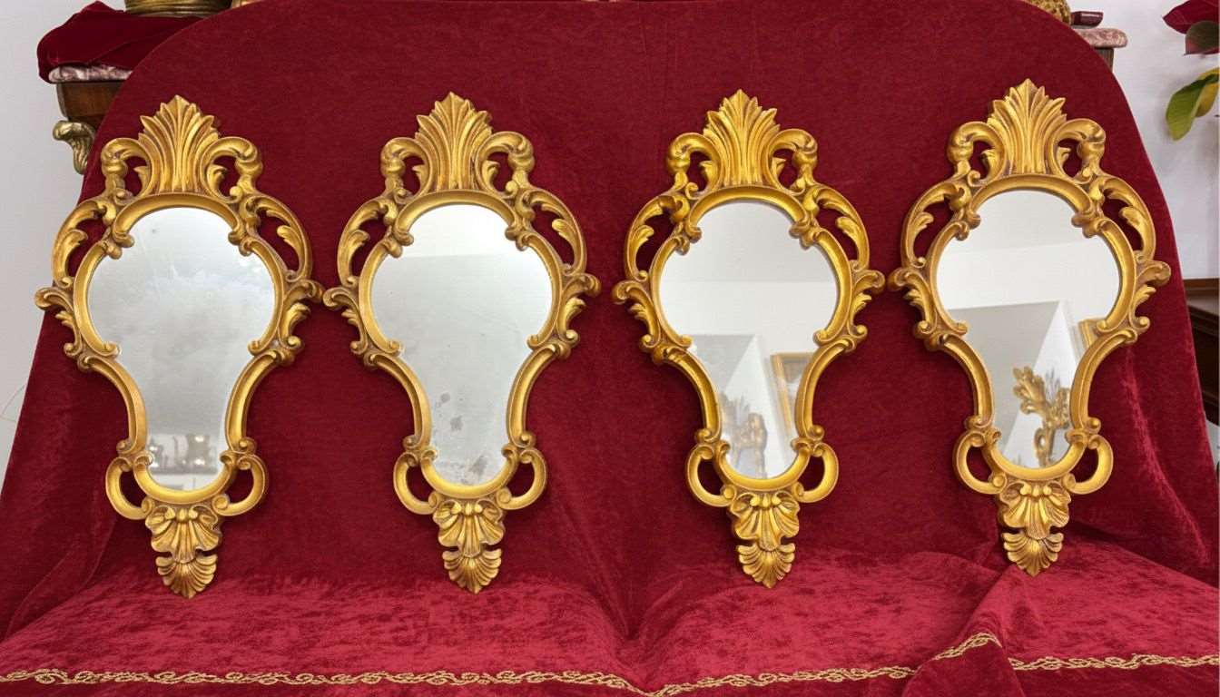 Conjunto de cuatro espejos cornucopias (43 × 23 cm)