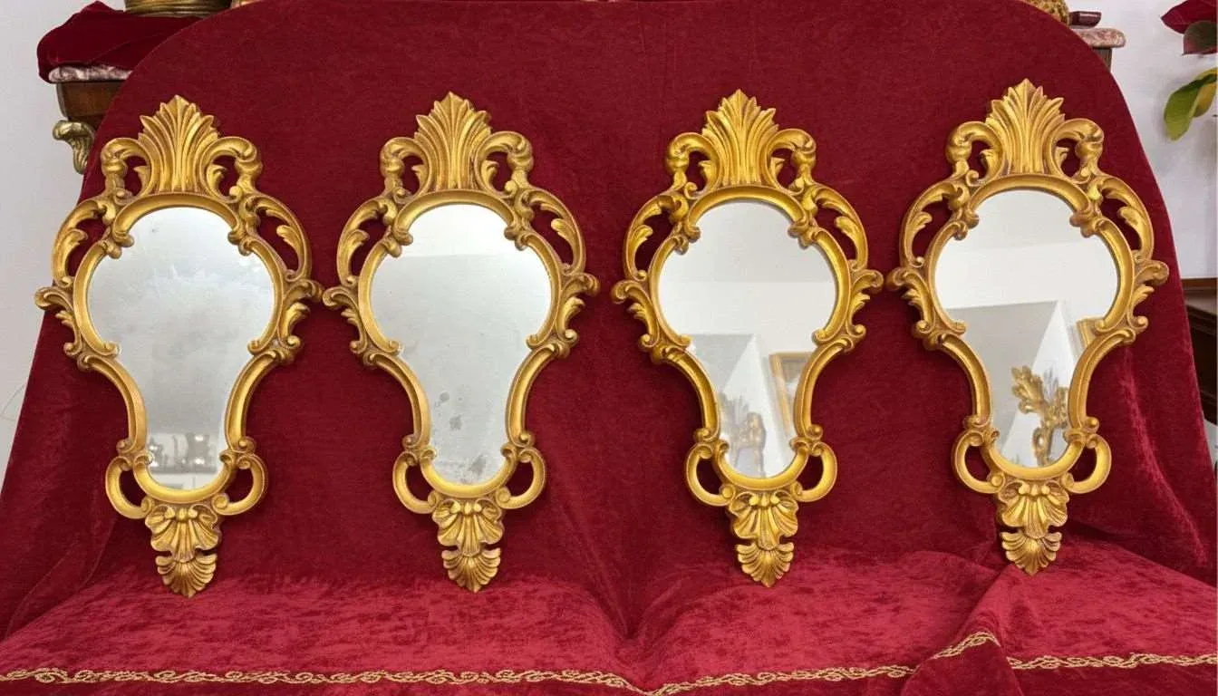 Conjunto de cuatro espejos cornucopias (43 × 23 cm)