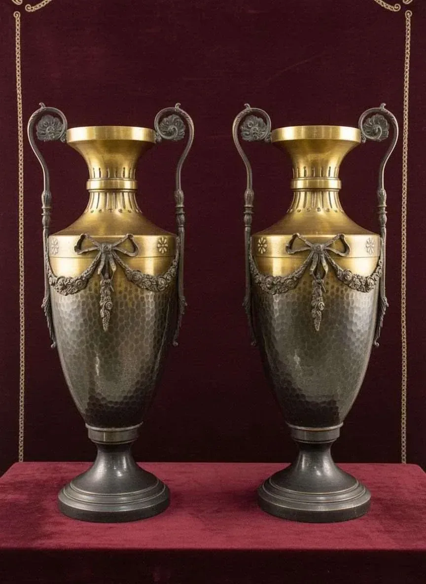 Pareja de jarrones ornamentales Napoleón III (46 cm)
